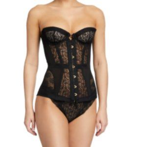 Agent Provocateur Mercy Lace-Inset Corset in Black Lace